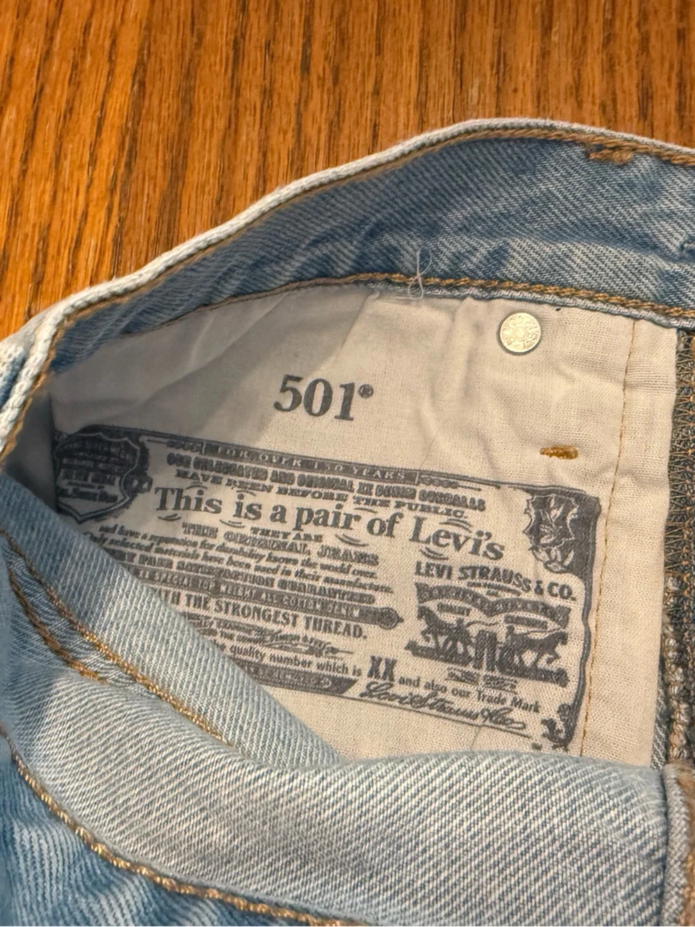 Levi's Light Blue Distressed High-Waist Denim Shorts